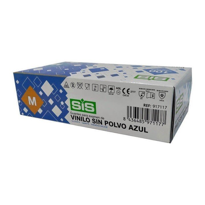Guantes de vinilo azul | 100 Unidades