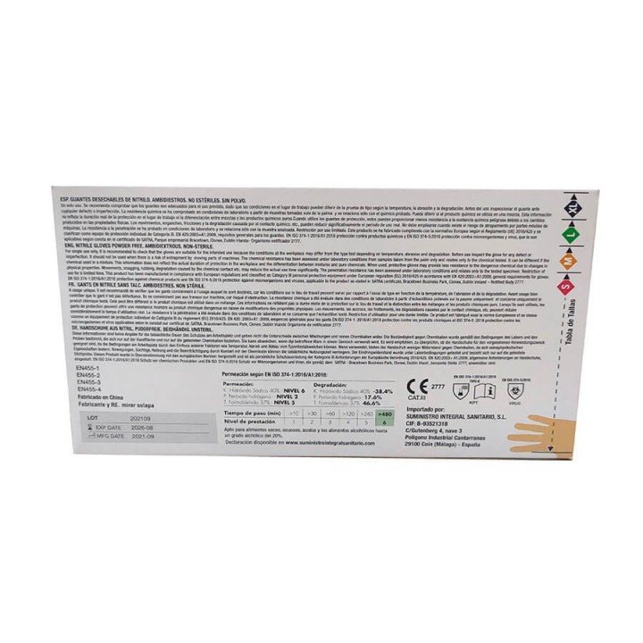 Guantes de nitrilo Sin polvo | 100 unidades