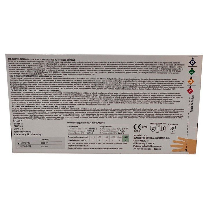 Guantes de nitrilo negro 3g