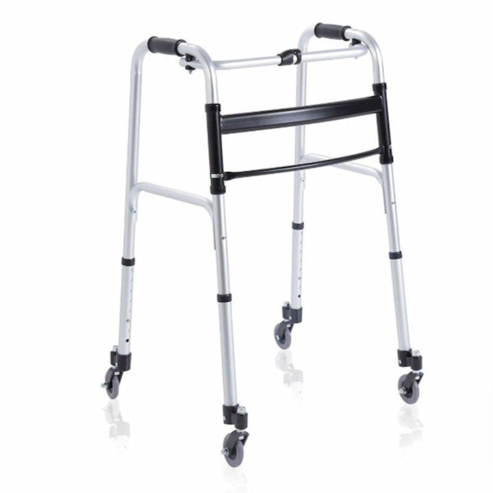 Andador plegable con 4 ruedas giratorias