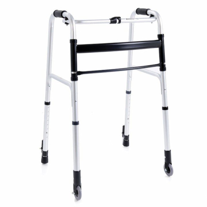 Andador plegable de 2 ruedas fijas