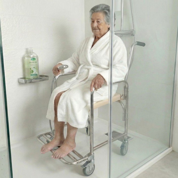 Silla inodoro de aluminio con ruedas