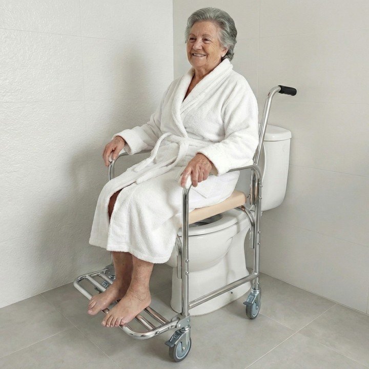 Silla inodoro de aluminio con ruedas