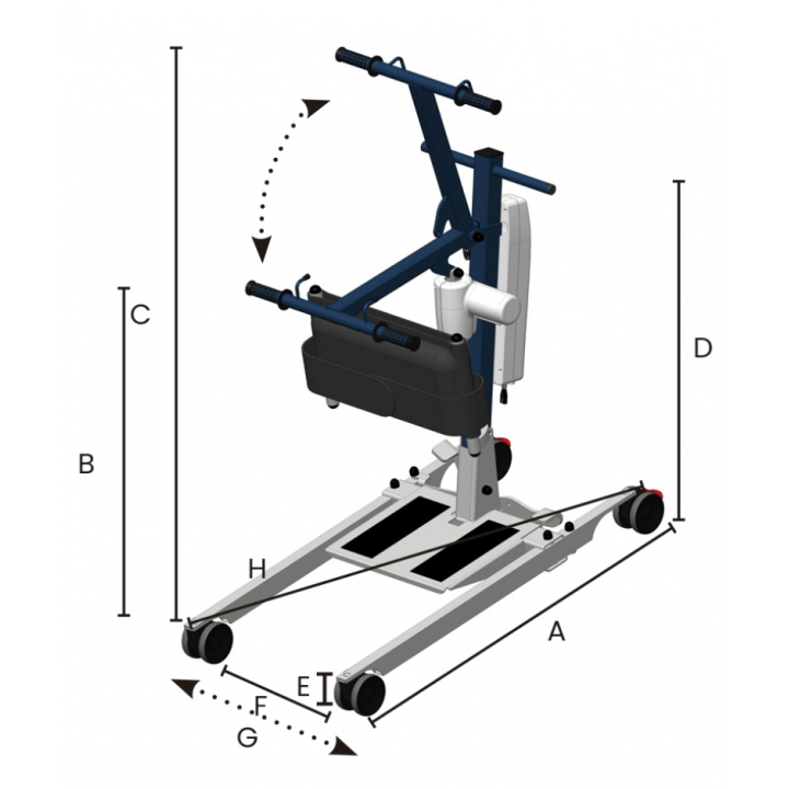 Grua de pé 'Way up Blue' com arnês