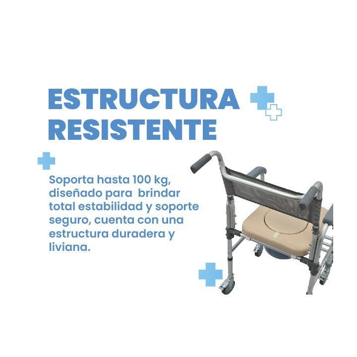 Silla inodoro de aluminio con ruedas