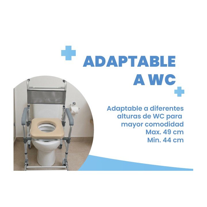 Silla inodoro de aluminio con ruedas