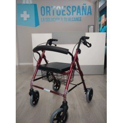 Andador rollator de 4 ruedas frenado por manetas