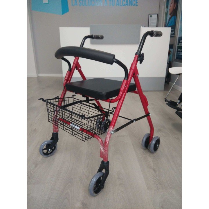 Andador rollator 4 ruedas con frenos por presión
