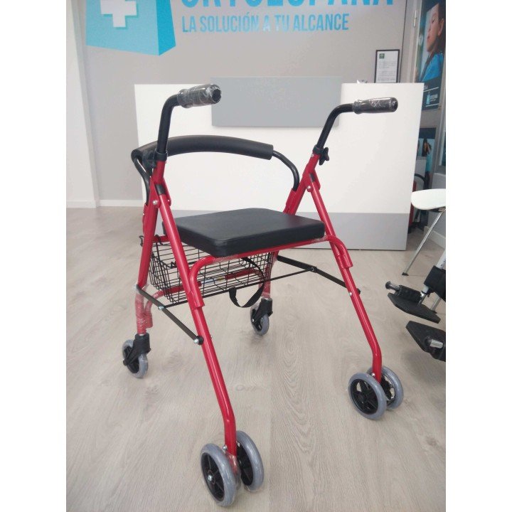 Andador rollator 4 ruedas con frenos por presión