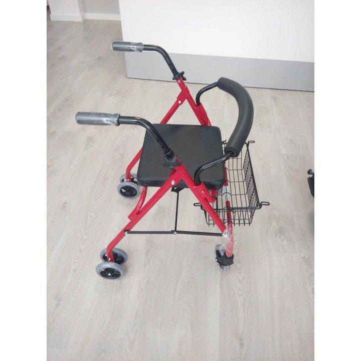 Andador rollator 4 ruedas con frenos por presión
