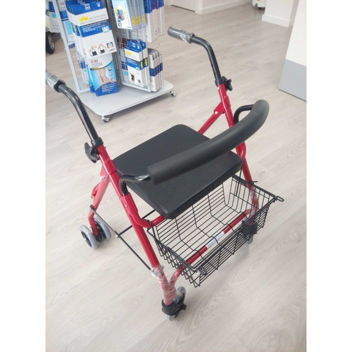 Andador rollator 4 ruedas con frenos por presión