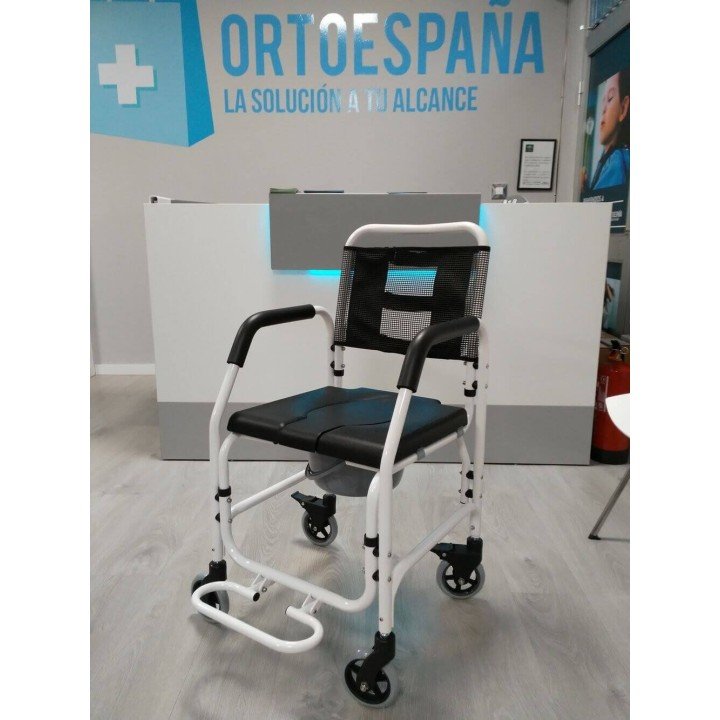 Silla de ruedas con inodoro de aluminio