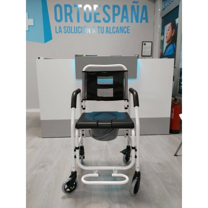 Silla de ruedas con inodoro de aluminio