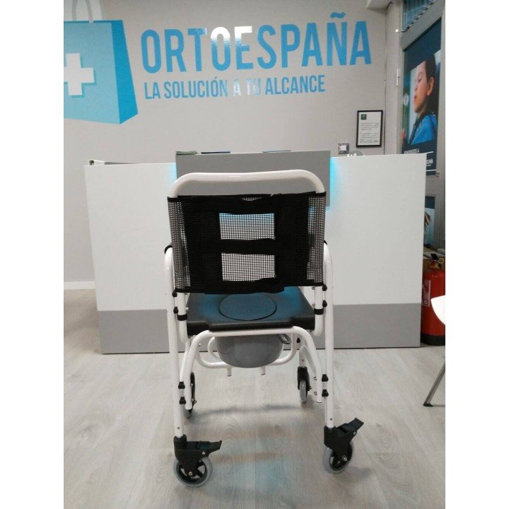 Silla de ruedas con inodoro de aluminio
