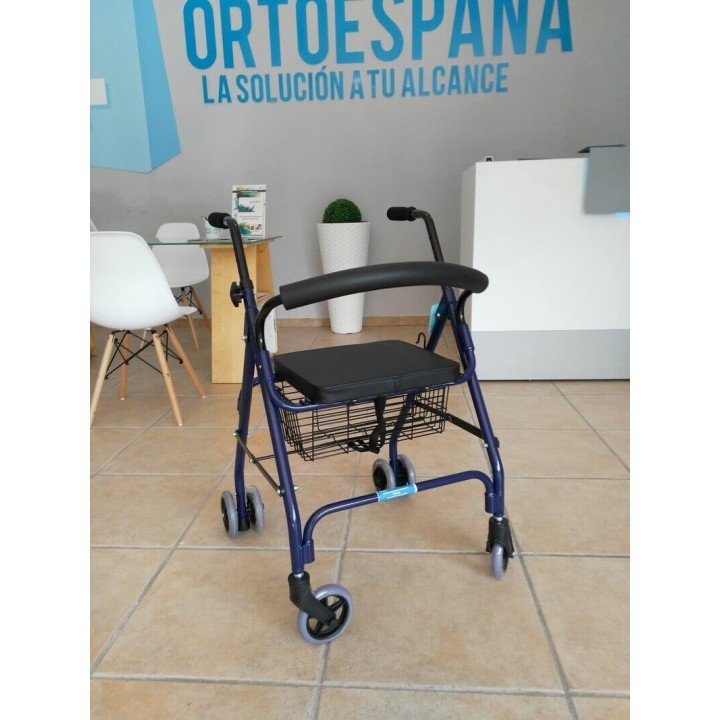 Andador rollator 4 ruedas con frenos por presión