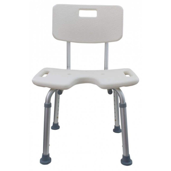 Silla de ducha de aluminio con asiento en U