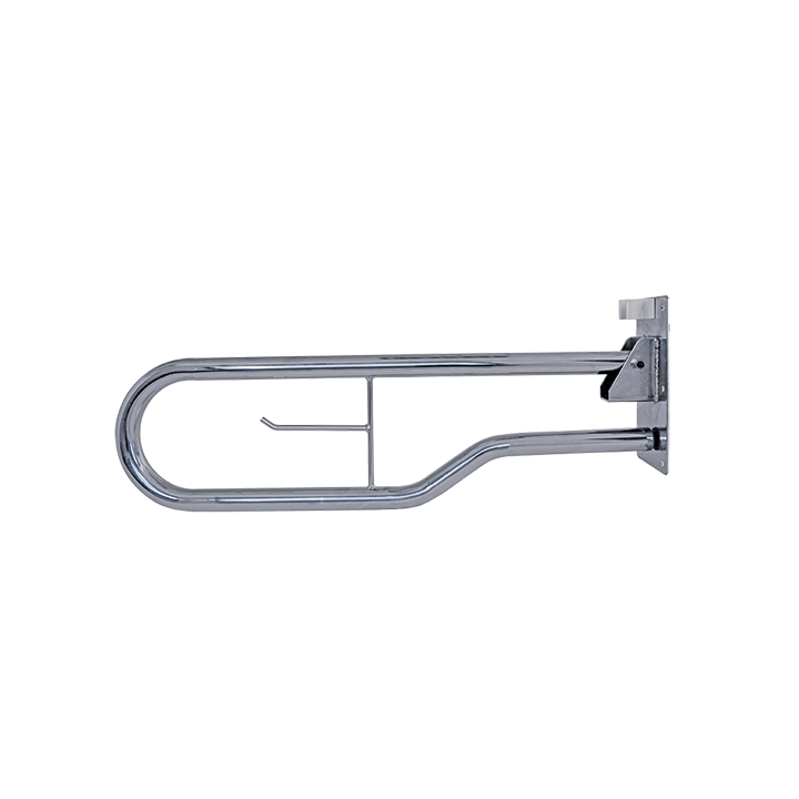 Barra abatible de acero 74cm con acabado en niquel cromo con portarrollos.