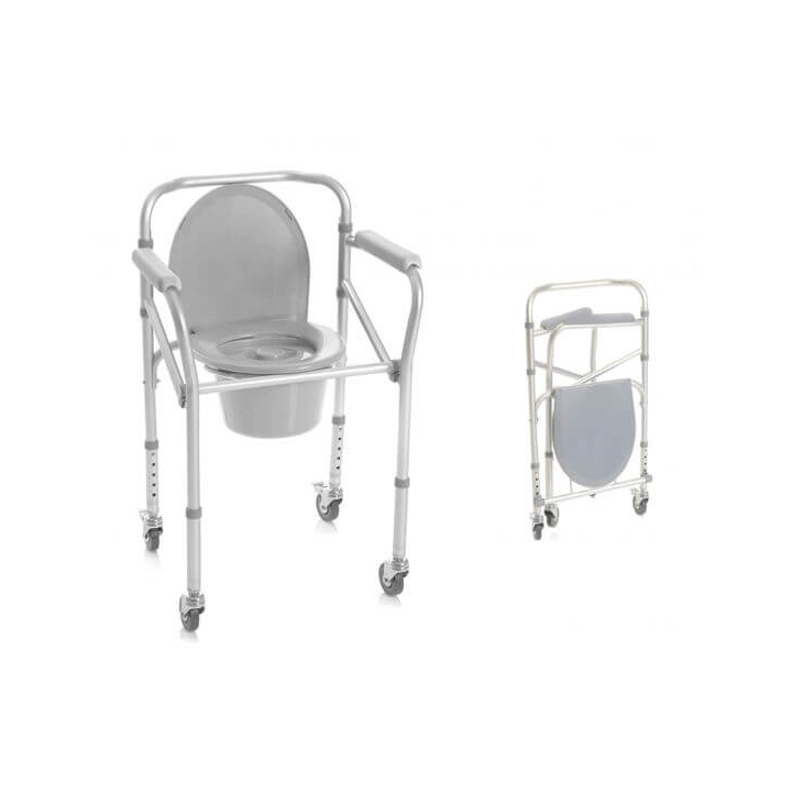 Silla wc y ducha 4 en 1 de aluminio con ruedas
