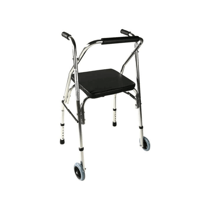Andador de aluminio con asiento y respaldo