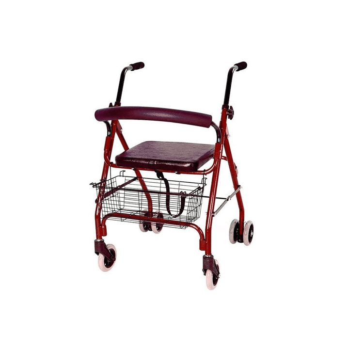 Andador rollator 4 ruedas con frenos por presión