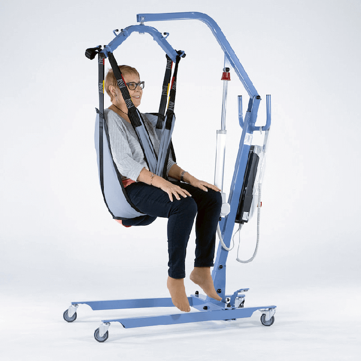 Grúa de elevación MINI BLUE FLYER con arnés | Ortoespaña