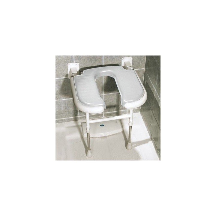 Asiento de ducha abatible forma de 'U' con patas