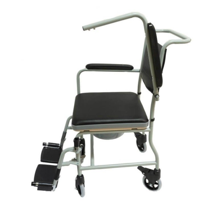 Silla con inodoro y ruedas acolchada