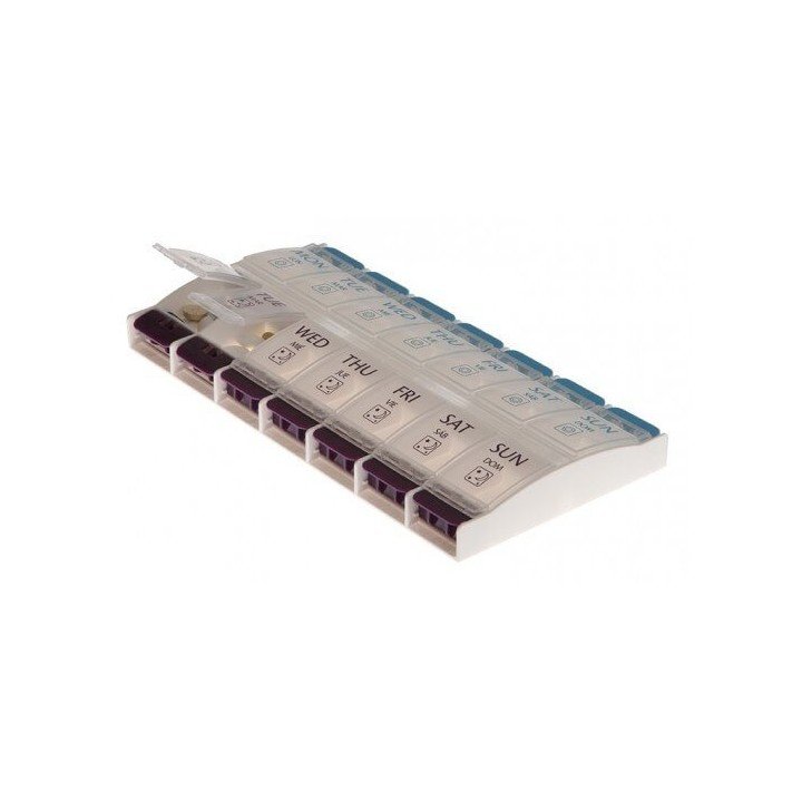 Pastillero semanal 2 tomas con pulsador