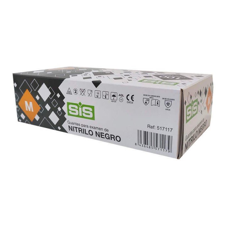 Guantes de nitrilo negro sin polvo 4gr | 100 unidades