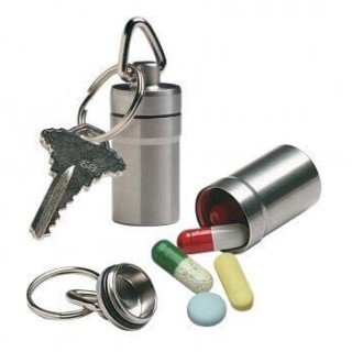 Pastillero-llavero de metal