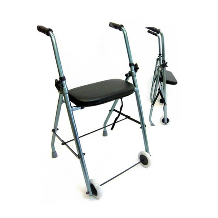 Andador de aluminio de 2 ruedas plegable