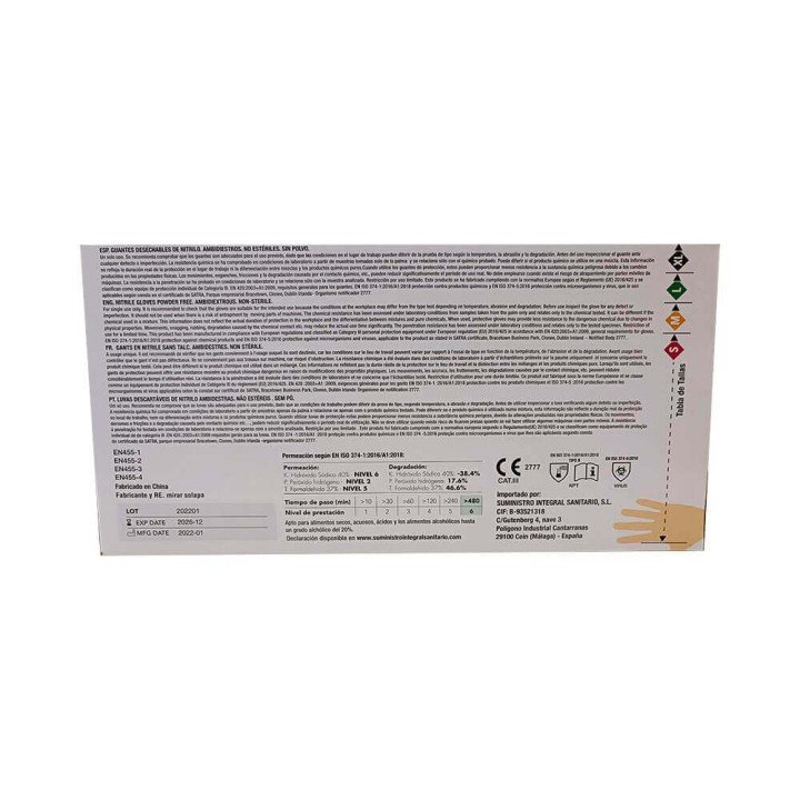 Guantes de nitrilo Sin polvo | 100 unidades