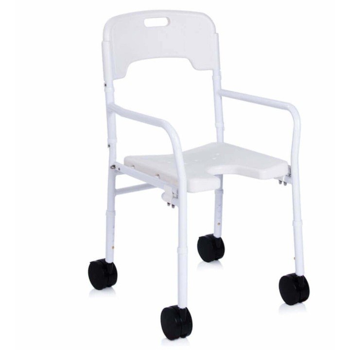 Silla de ducha con ruedas con respaldo plegable NEW | Envío gratis