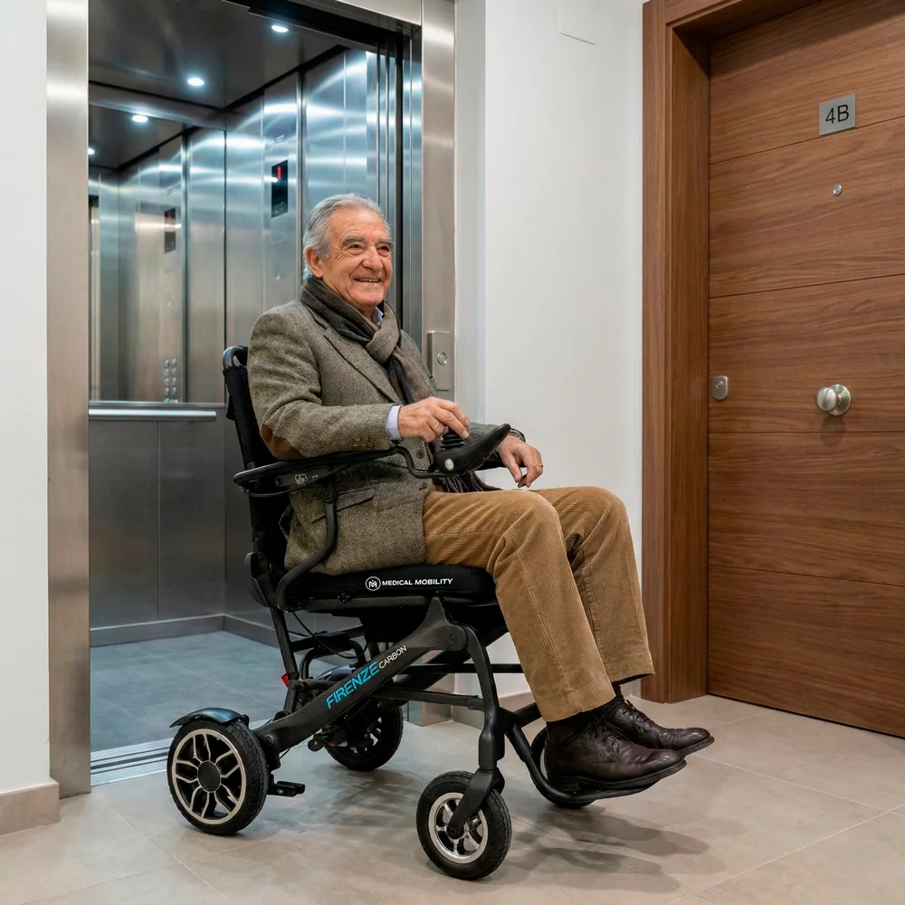 Silla eléctrica plegable firenze carbon para ascensores